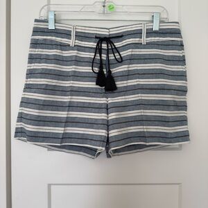 LOFT Navy and White Striped Women's Shorts
